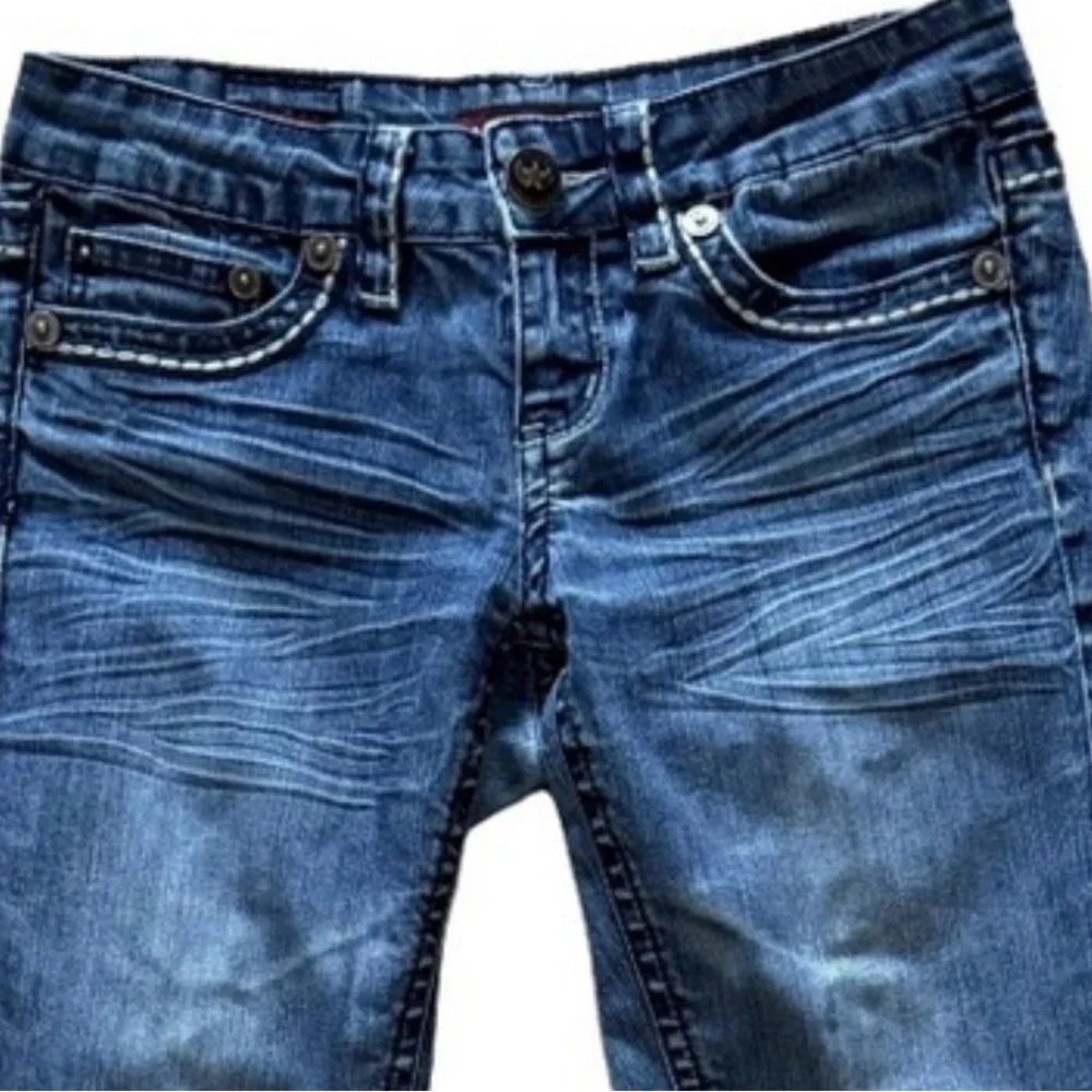 🌙 YMI JEANS Low-Rise Skinny Distressed Denim Size 3 👖 - Picture 2 of 14